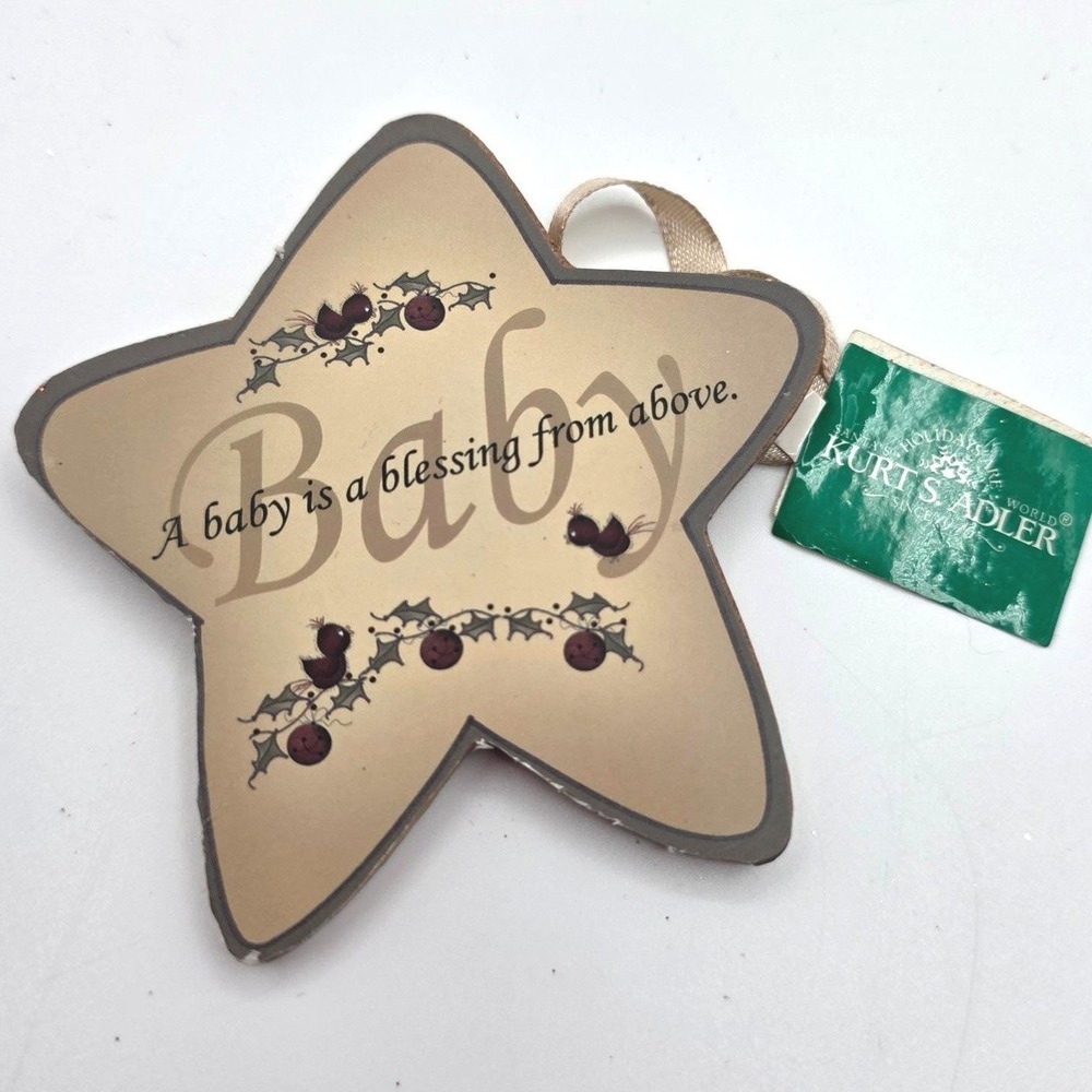 Kurt S. Adler Star Ornament Gold Baby Blessing Pat Isaac